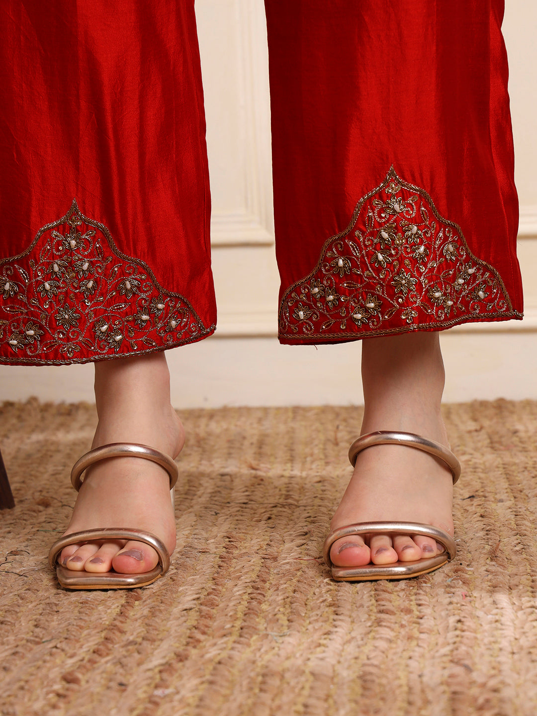 Red Zardozi Embroidered Suit
