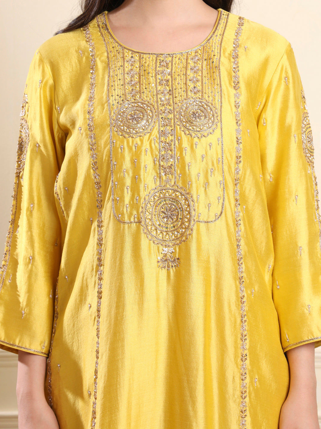 Sunshine Yellow Embroidered ALine Suit