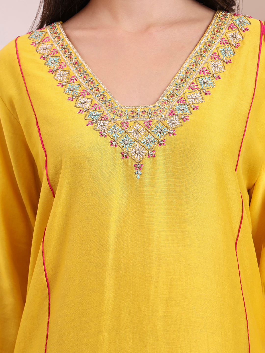 Sunshine Yellow Embroidered Suit Set