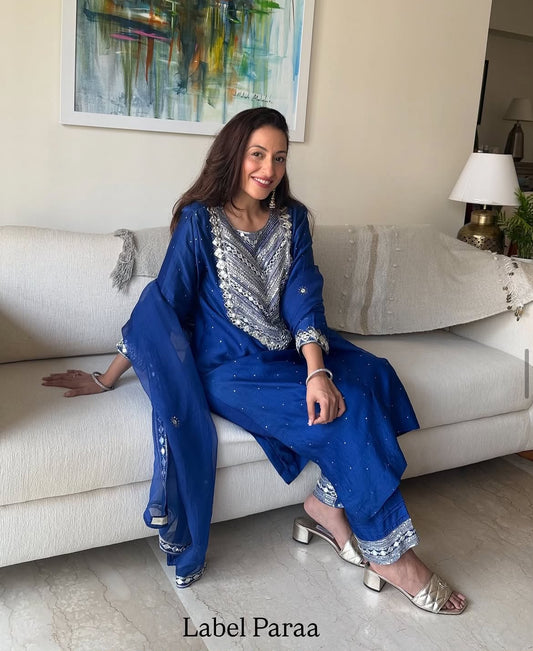 Vriti Malhotra in Royal Blue Embroidered Suit