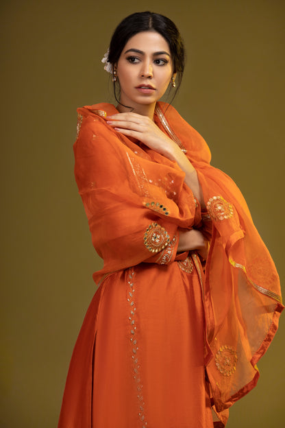 Orange Embroidered Set