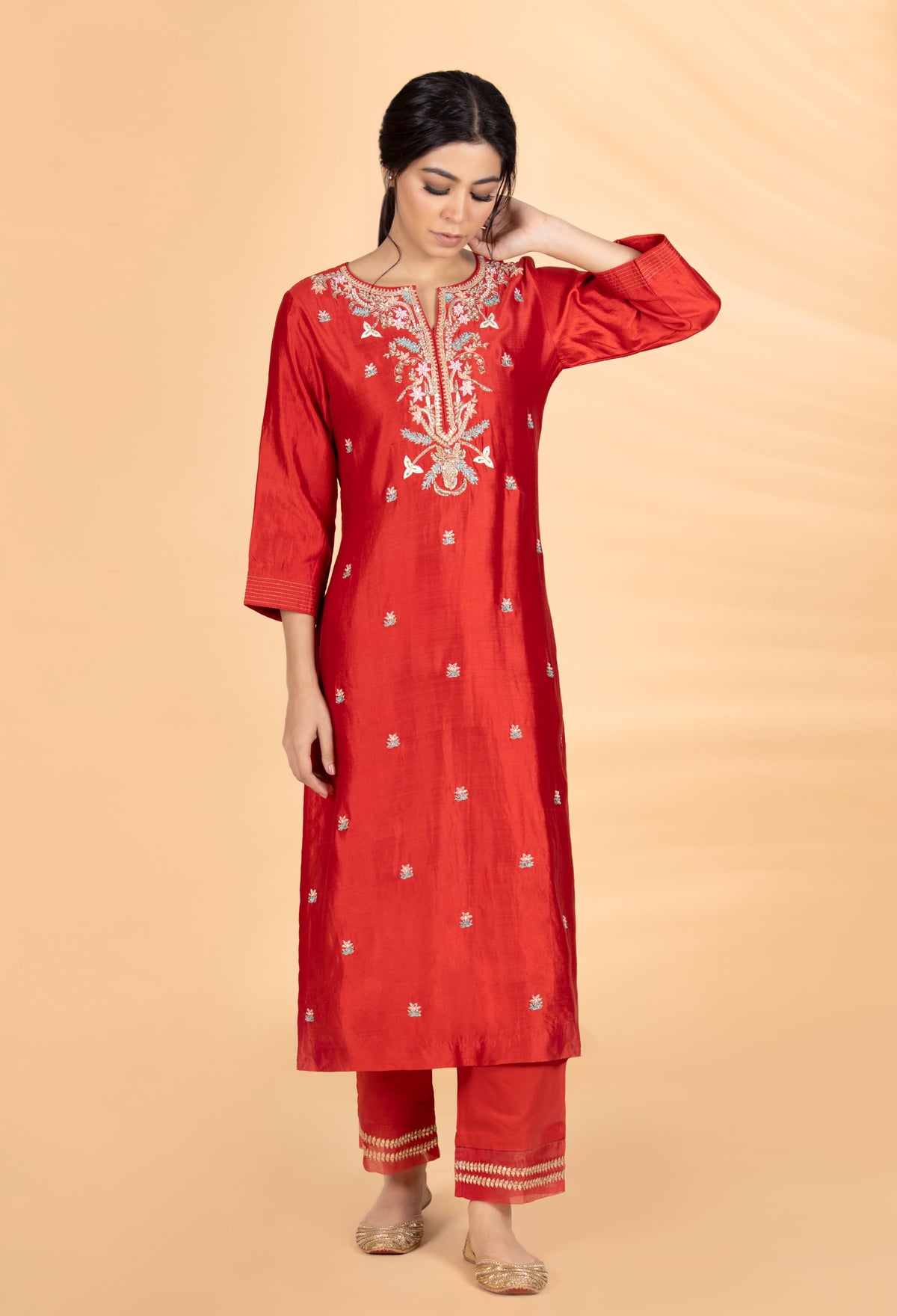 Red Multi Resham Set