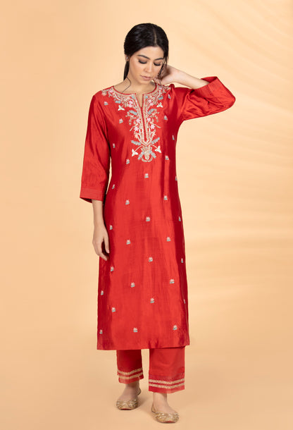Red Multi Resham Set