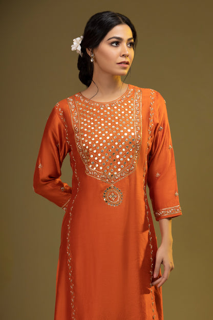 Orange Embroidered Set