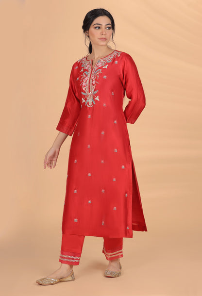 Red Multi Resham Set