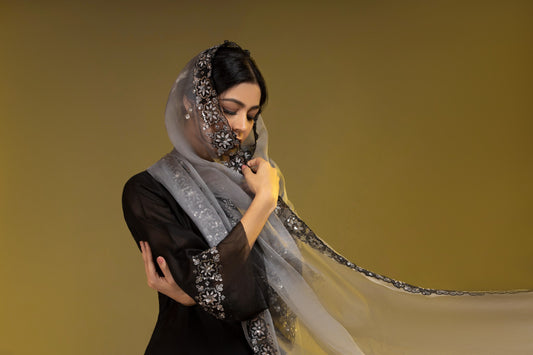 Black & Grey Resham Sequins Embroidered Set