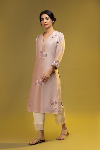 Mauve Pink Applique Embroidered Set