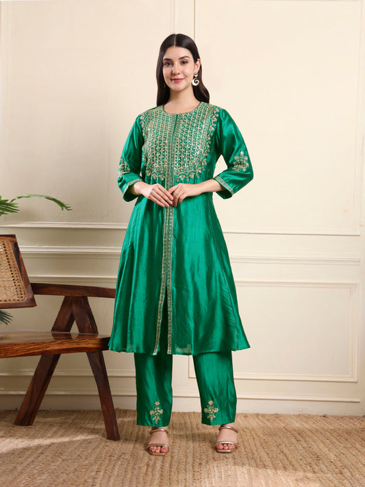 Green Zardosi Embroidered Set