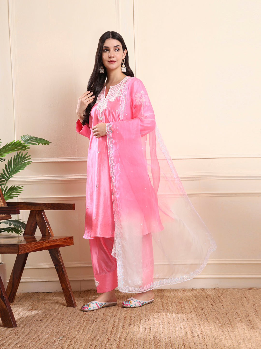 Blush Pink Embroidered Suit