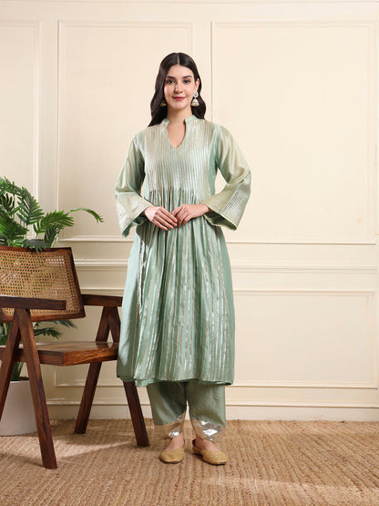 Sage Green Silver Gota Suit