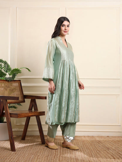 Sage Green Silver Gota Suit