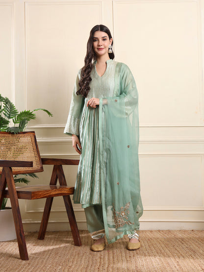 Sage Green Silver Gota Suit