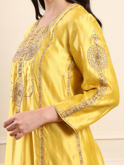 Sunshine Yellow Embroidered ALine Suit