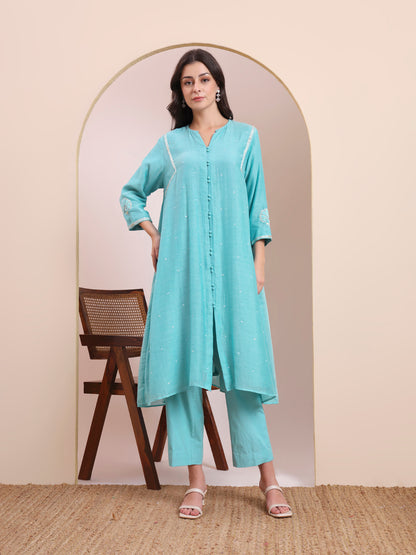 Aqua Breeze Embroidered Suit