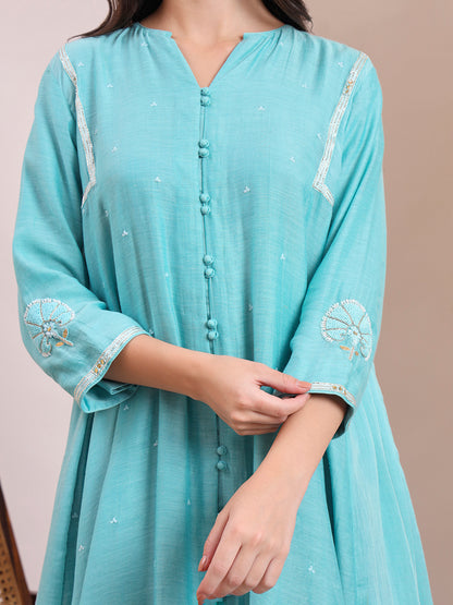 Aqua Breeze Embroidered Suit