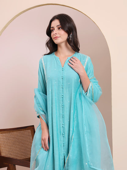 Aqua Breeze Embroidered Suit