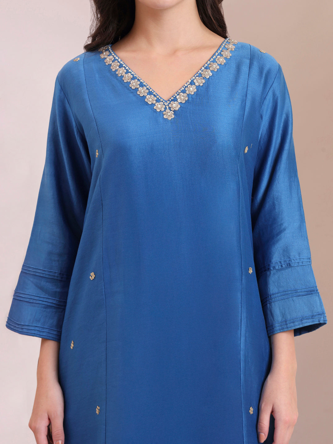 Sapphire Blue Embroidered Suit Set