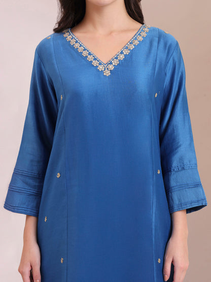 Sapphire Blue Embroidered Suit Set