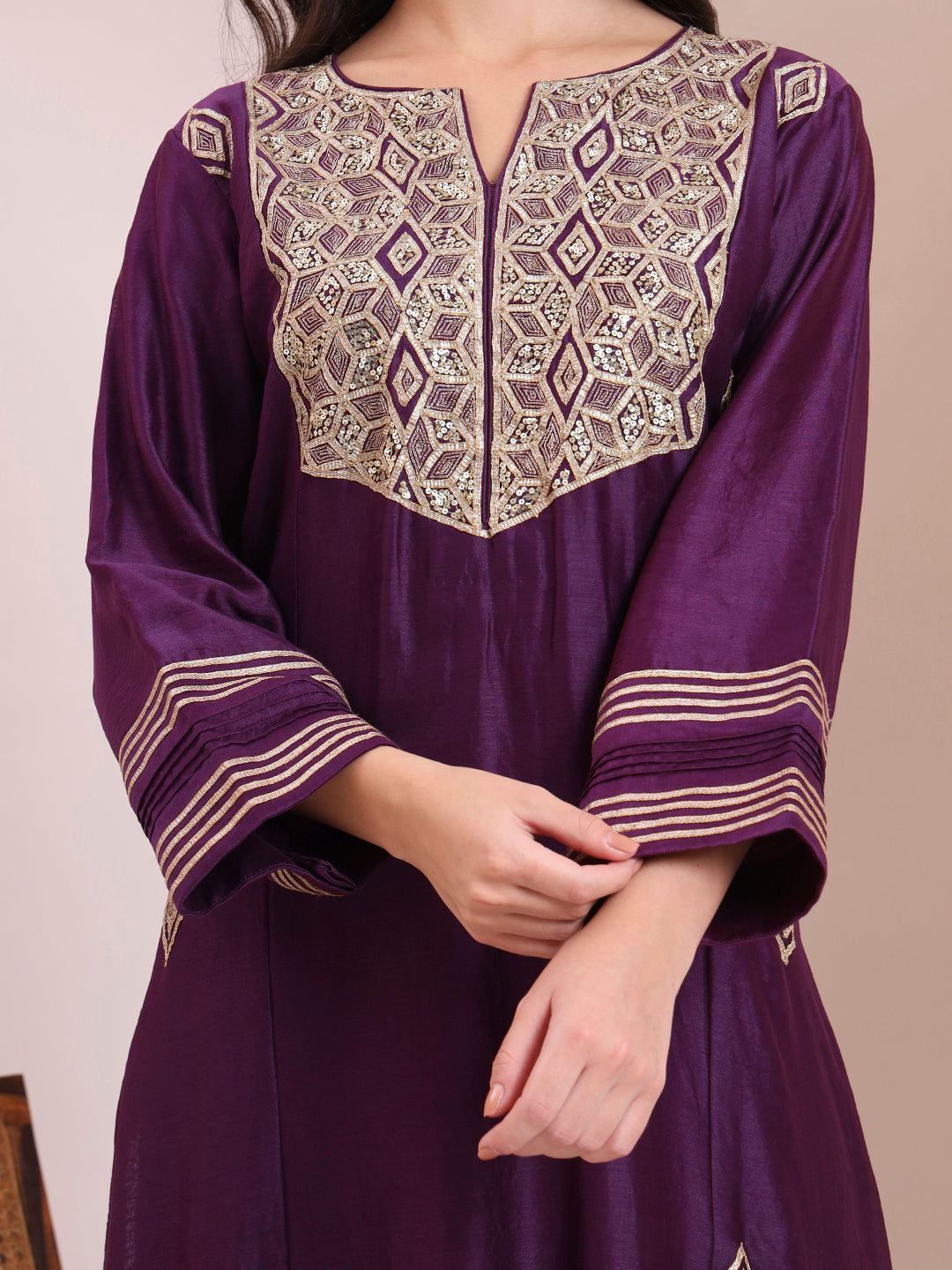 Royal Purple Embroidered Suit Set