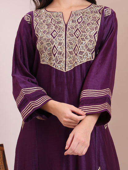 Royal Purple Embroidered Suit Set