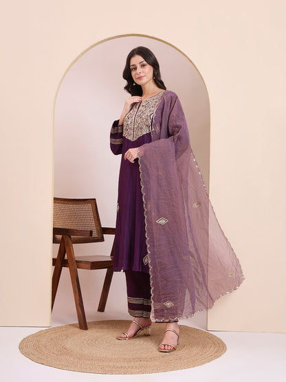 Royal Purple Embroidered Suit Set
