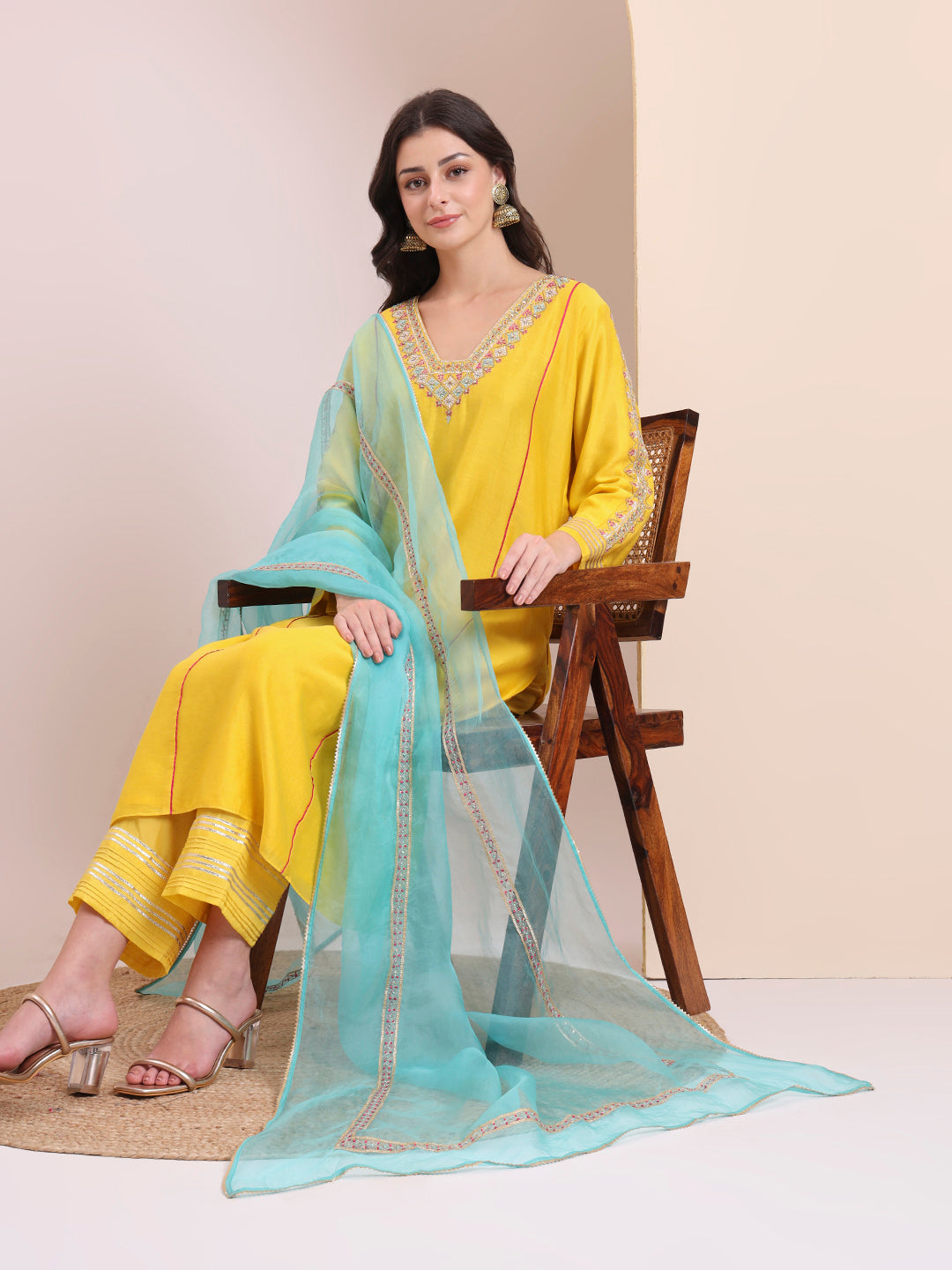 Sunshine Yellow Embroidered Suit Set