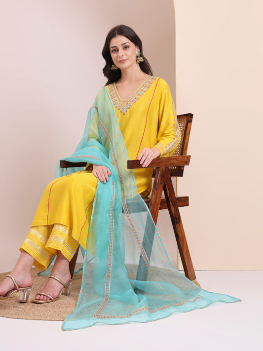 Sunshine Yellow Embroidered Suit Set