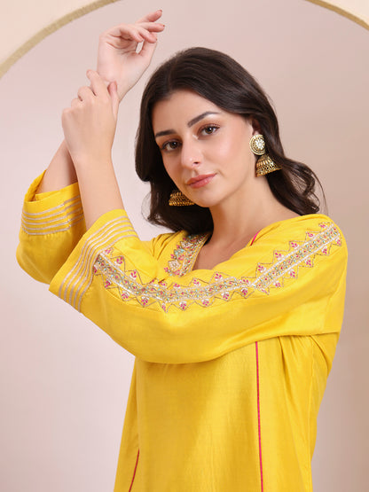 Sunshine Yellow Embroidered Suit Set