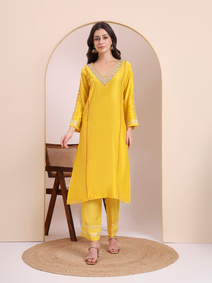 Sunshine Yellow Embroidered Suit Set
