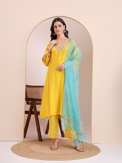 Sunshine Yellow Embroidered Suit Set