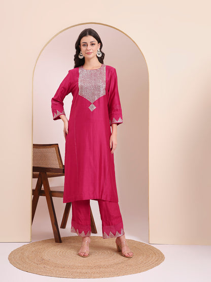 Rani Pink Embellished Suit Set