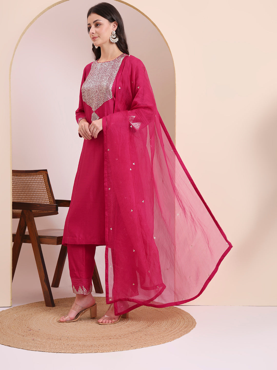 Rani Pink Embellished Suit Set