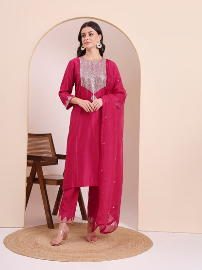 Rani Pink Embellished Suit Set