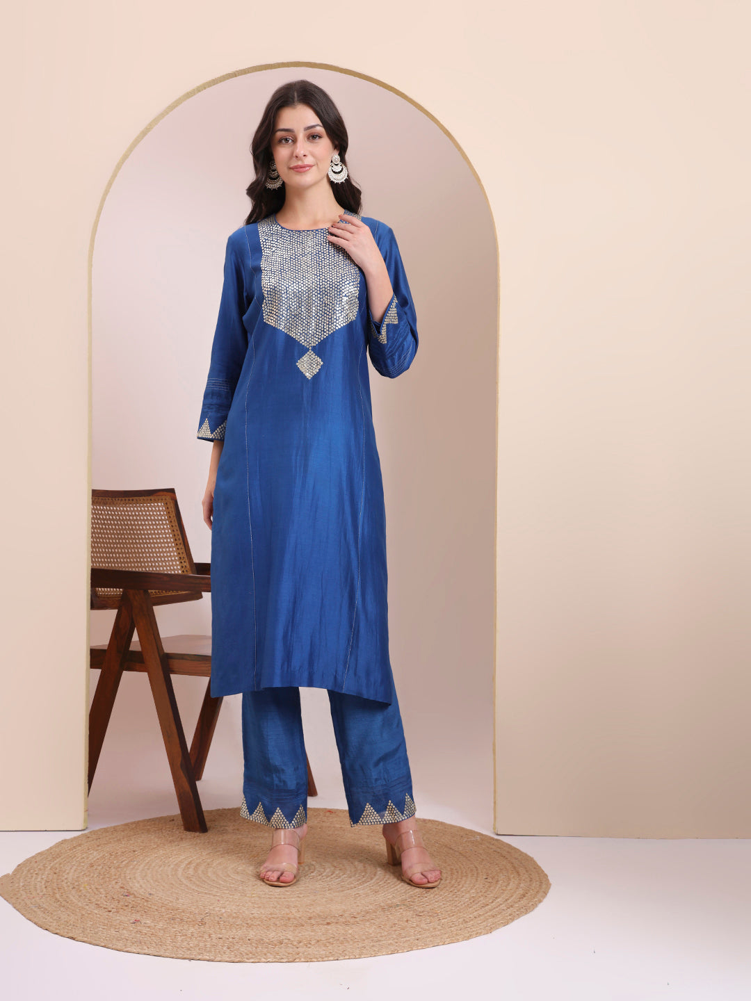 Royal Blue Sequin Suit Set