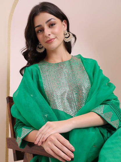 Emerald Green Sequin Suit Set