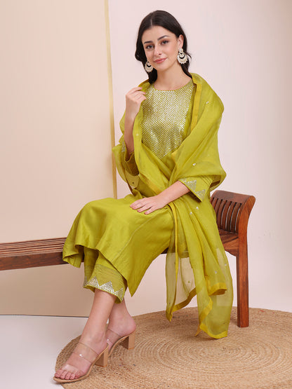 LIME Green Sequin Suit Set