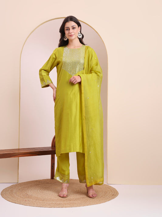 LIME Green Sequin Suit Set