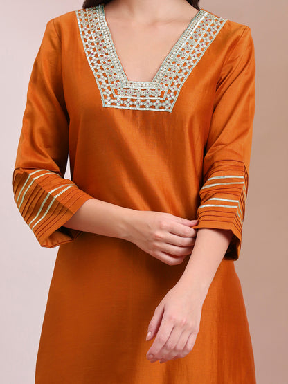 Zariya Orange & Pink Gota Kurta Set